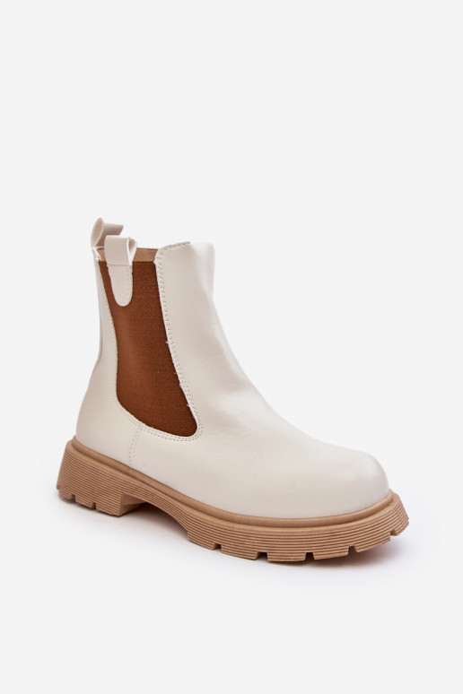 Women's ankle boots with zipper White Ramhel