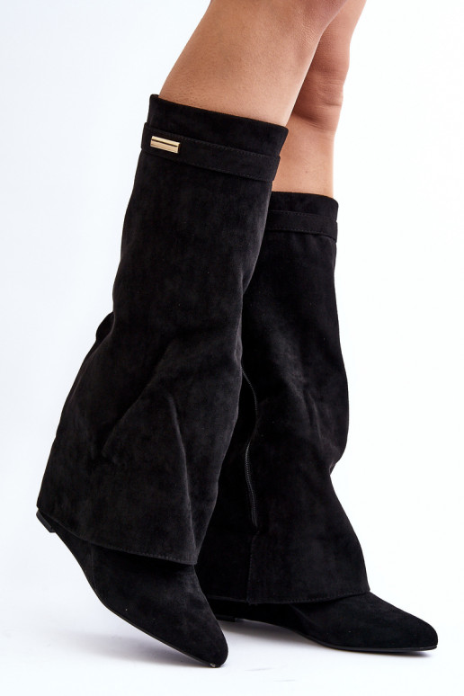 Women's Boots with Hidden Wedge Black Pattia