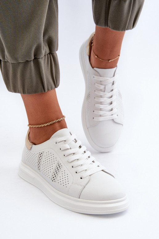 White Women's Leather Sneakers S.Barski LR760