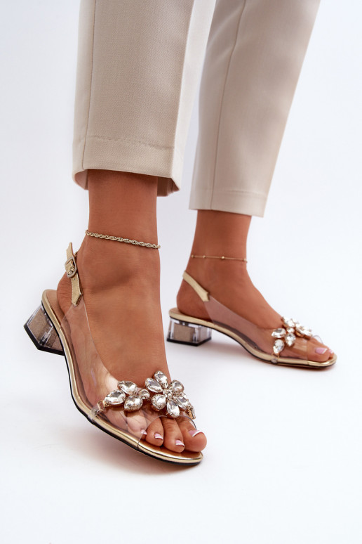 Transparent sandals on golden heel S.Barski MR38-W1