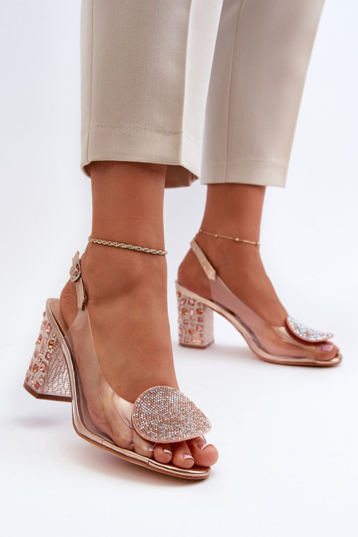 Transparent Sandals with Stiletto Heel Pink Gold D&A MR38-112
