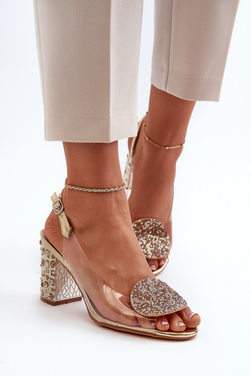 Transparent Sandals with Gold Stiletto Heels MR38-112