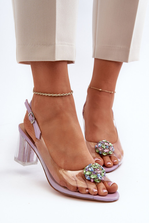 Transparent Sandals with Ornament Purple D&A MR38-454