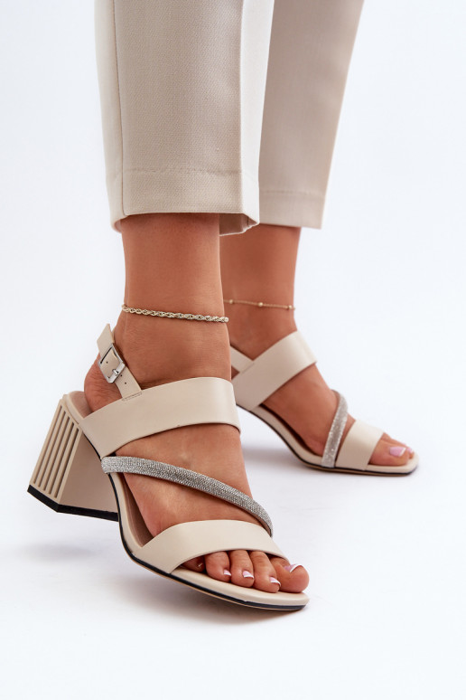 Women's Elegant Sandals with Stiletto Heel Beige D&A MR38-549