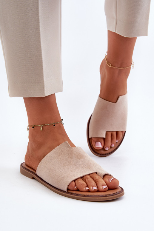 Women's Suede Slip-On Sandals Beige Amite