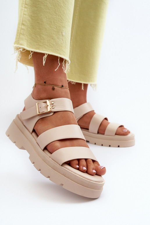 Women's Sandals with Chunky Sole Beige Nicarda