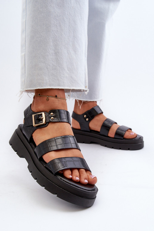 Women's sandals on a chunky sole black Nicarda