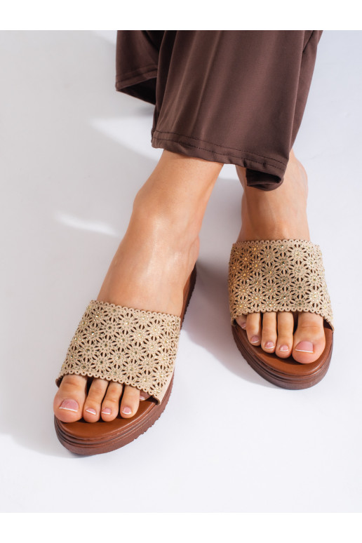 beige slippers   with platform