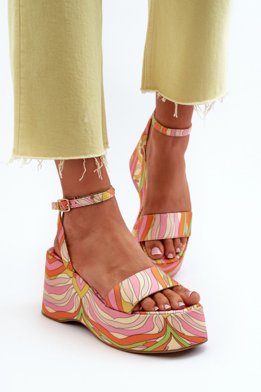 Patterned Platform and Wedge Sandals Multicolor Wiandia