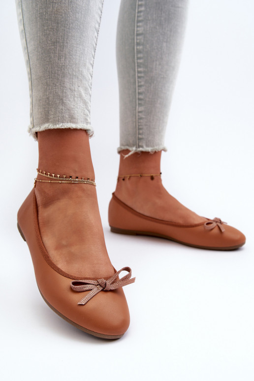 Ballerinas Eco Leather With Bow Camel Sandal