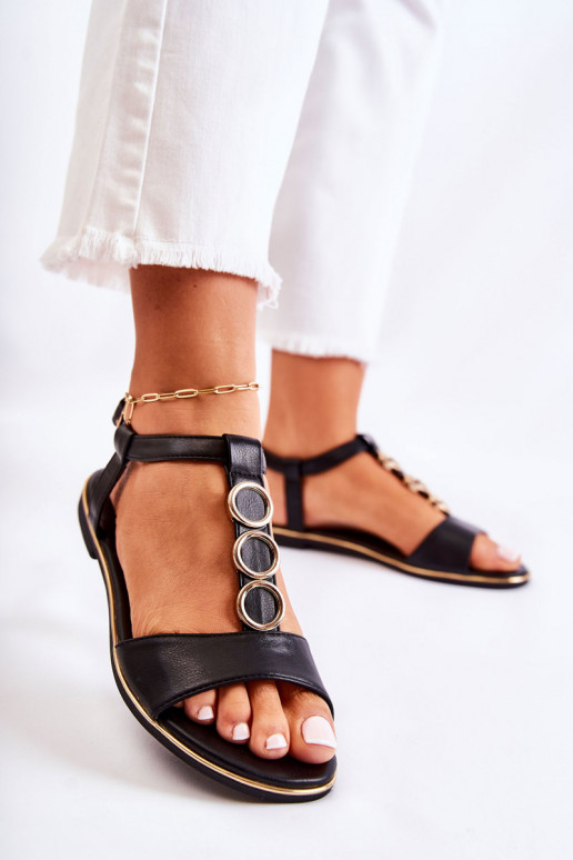 Women's Classic Sandals With A Decorative Belt Black Terina