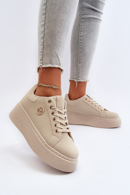 Women's platform sneakers in beige Eshen