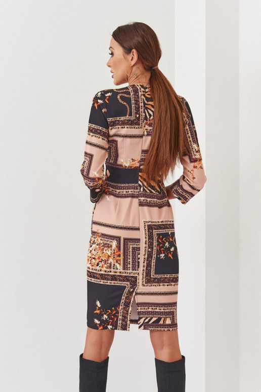 Patterned dress midi length BEIGE Patterned dress midi length BEIGE