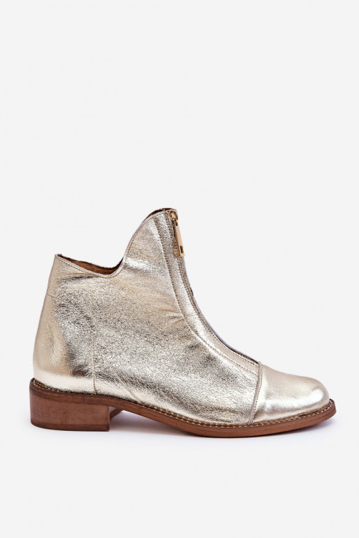 Zazoo 2785 Leather Boots With Zipper Gold Zazoo 2785 Leather Boots With Zipper Gold