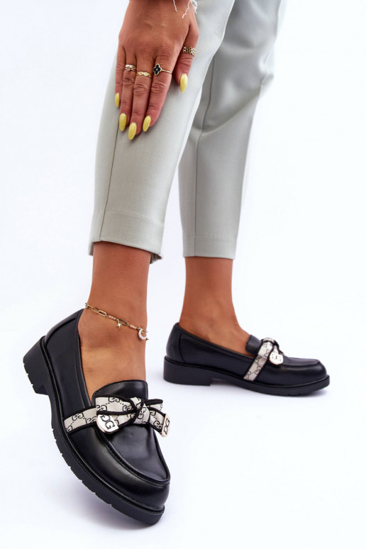 Leather Women's Loafers Black SBarski HY330