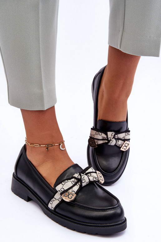 Leather Women's Loafers Black SBarski HY330