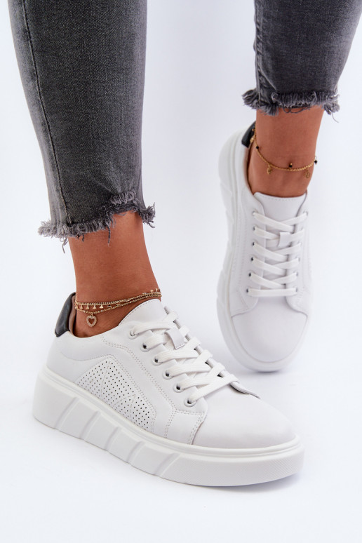 Women's White Leather Platform Sneakers Gatira