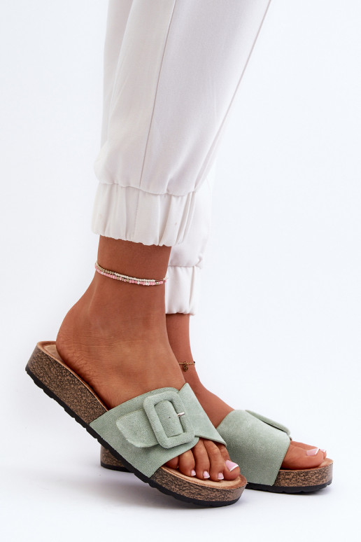 Women's Slippers with Buckle Eco Suede Mint Laeltia