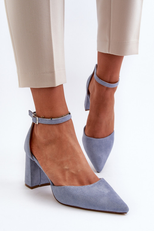High Heel Pumps with Pointed Toe Eco Suede Blue Halene