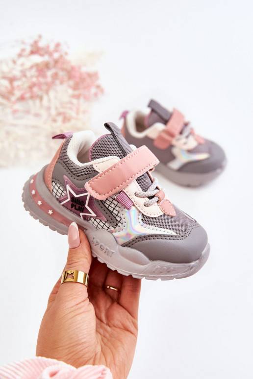 Children's Light Sport Shoes Grey-pink Mobby