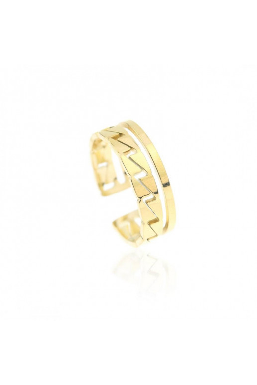 gold color-plated stainless steel ring PST602, Ring size: US7 - EU14