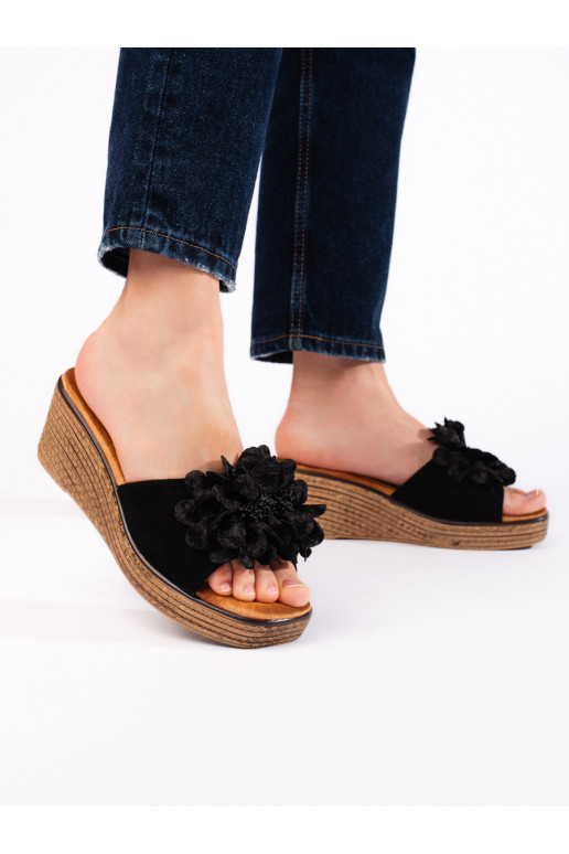of suede slippers   black