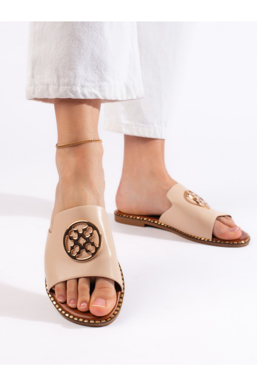 beige slippers   