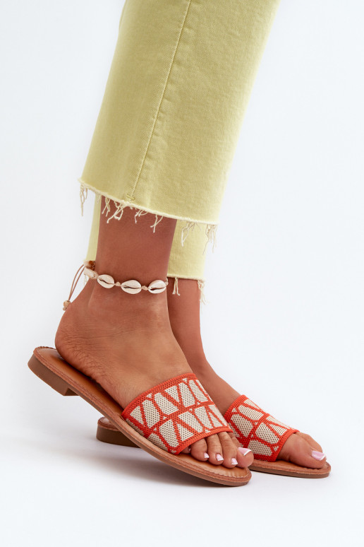 Women's Flat Heel Sandals Orange Traivea