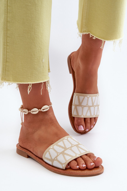 Women's Flat Heel Sandals in Beige Traivea