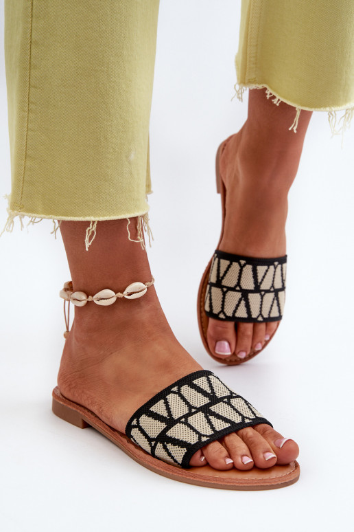 Women's Black Flat Sandals Traivea