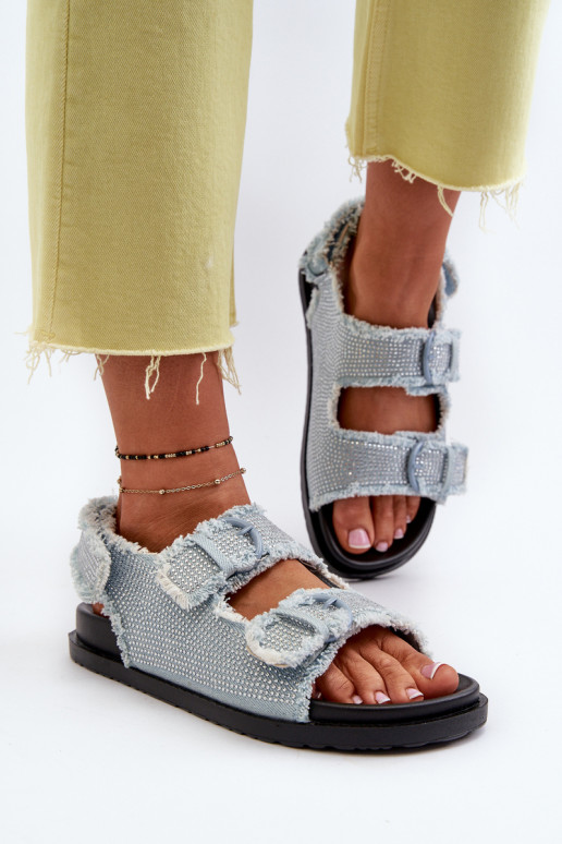 Blue Women's Embellished Denim Sandals Irmale
