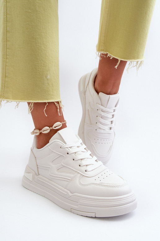 Women's Platform Sneakers in White Faux Leather Lynnette
