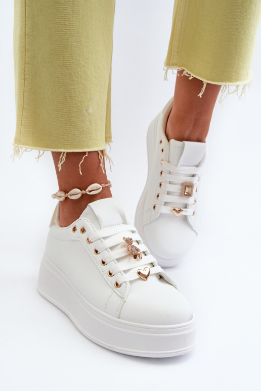 Women's platform sneakers with white embellishments Herbisa