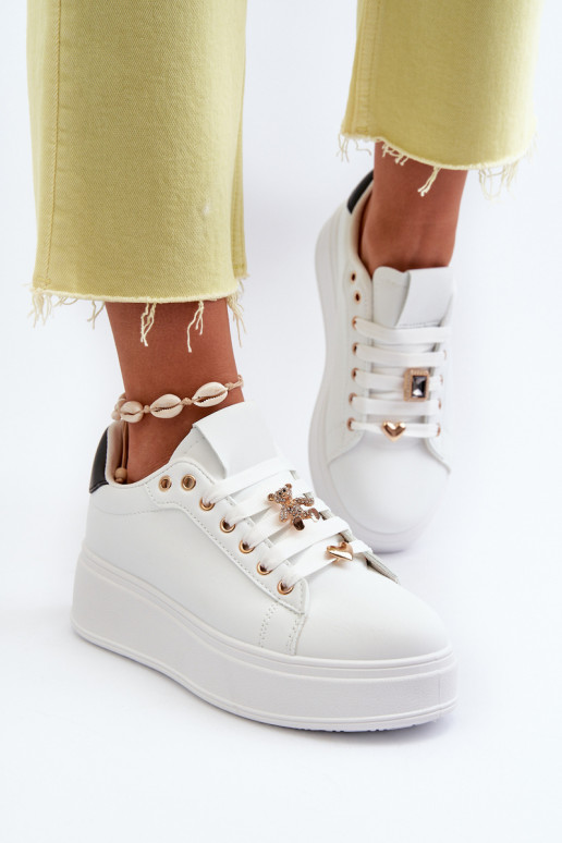 Women's platform sneakers with white embellishments Herbisa