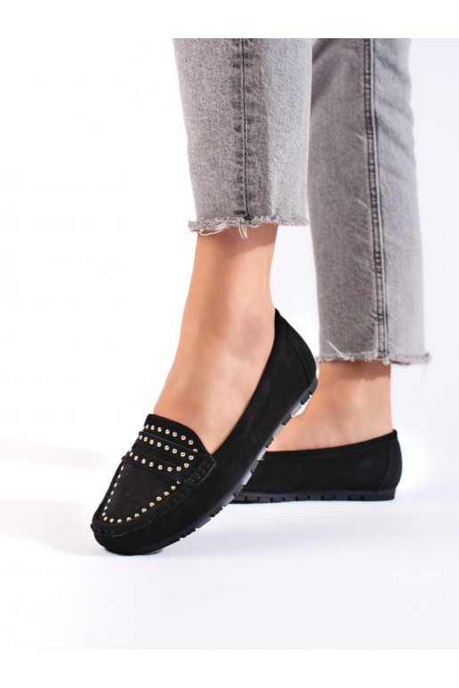 of suede black Women's moccasins