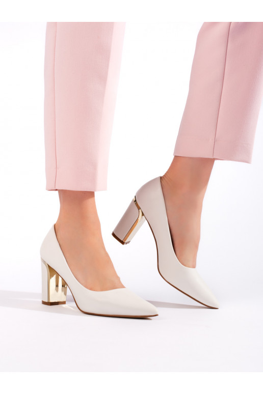 High-heeled shoes on the heel white color