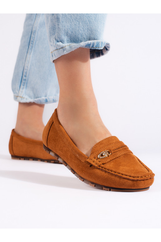 Brown color Women's moccasins of suede