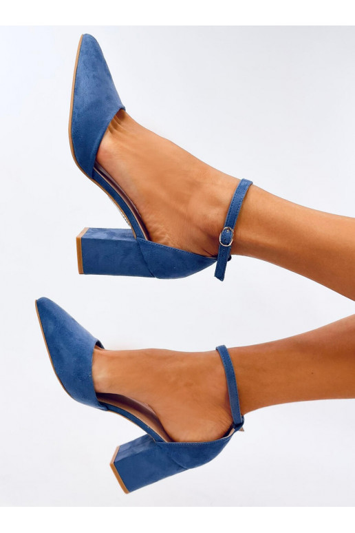 Shoes on the heel zapinane na kostkę POZZI DENIM BLUE