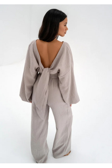 Alines - Taupe muslin wide...