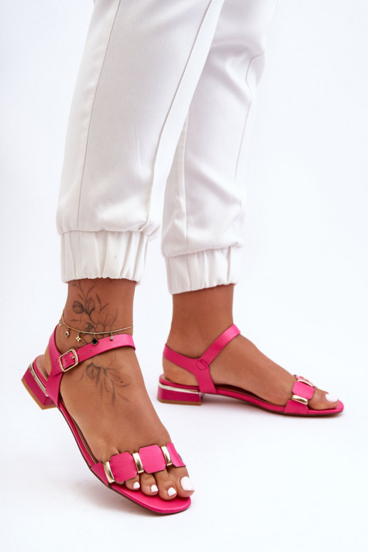 Women's Flat Sandals With Decorative Belt Fuchsia Adissa Women's Flat Sandals With Decorative Belt Fuchsia Adissa