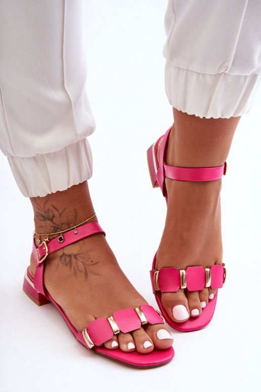 Women's Flat Sandals With Decorative Belt Fuchsia Adissa Women's Flat Sandals With Decorative Belt Fuchsia Adissa
