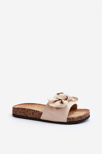 Women's Beige Slippers with Bow Ezephira 2