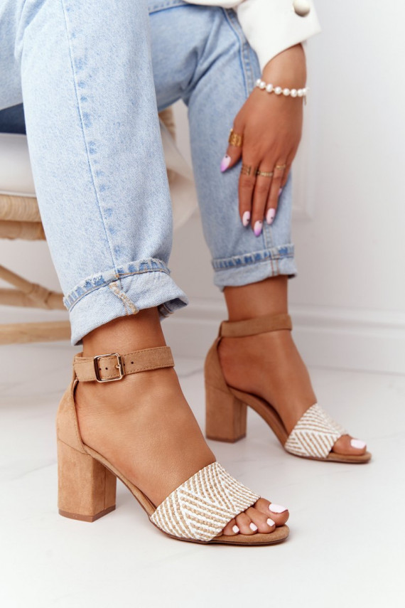 Sandals With Braided Upper On A Bar Light Brown Honeymoon