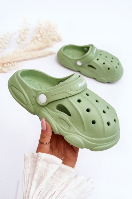 Children's Foam Slippers Crocs Green Cloudy