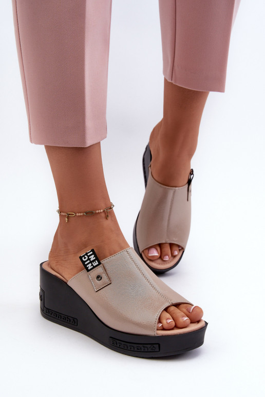 Women's Wedge Sandals Gold Vleni