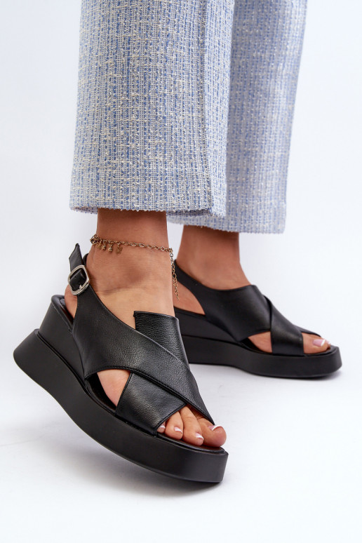 Women's Black Platform and Wedge Sandals in Eco Leather Vaiara