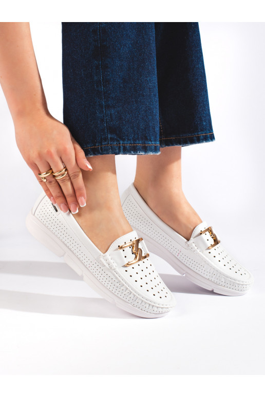 White color Women's moccasins 