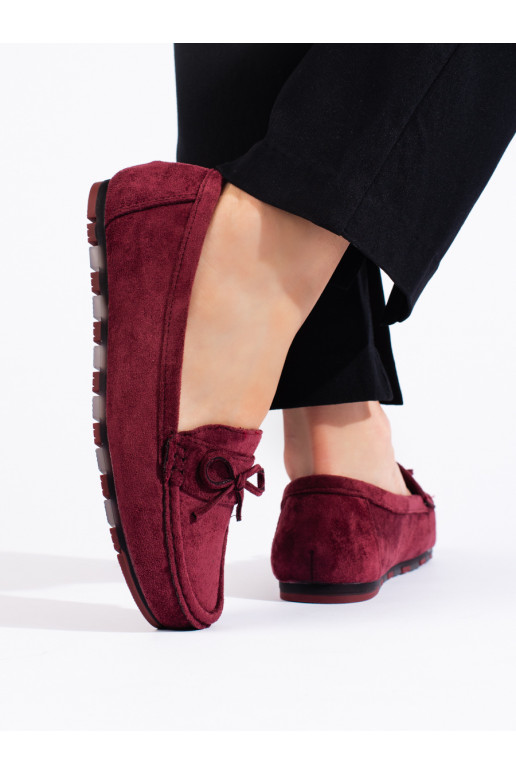 of suede burgundy color Women's moccasins
