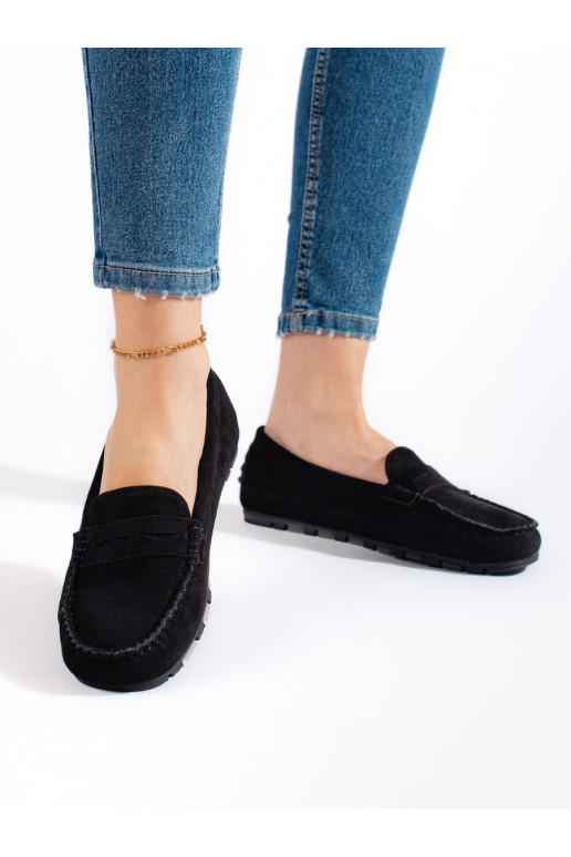 Women's moccasins black of suede
