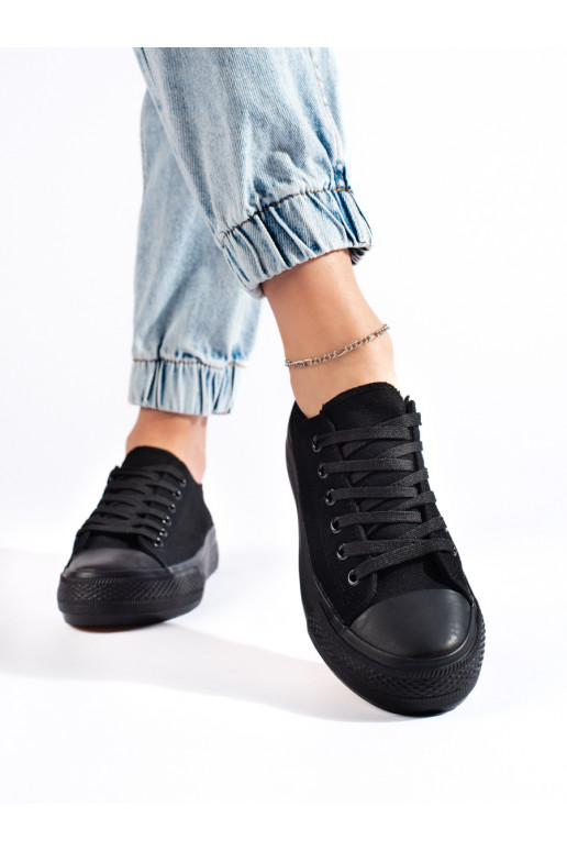 Black classic model women's sneakers with platform